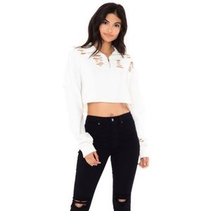 Emma & Sam crop stonewashed pullover